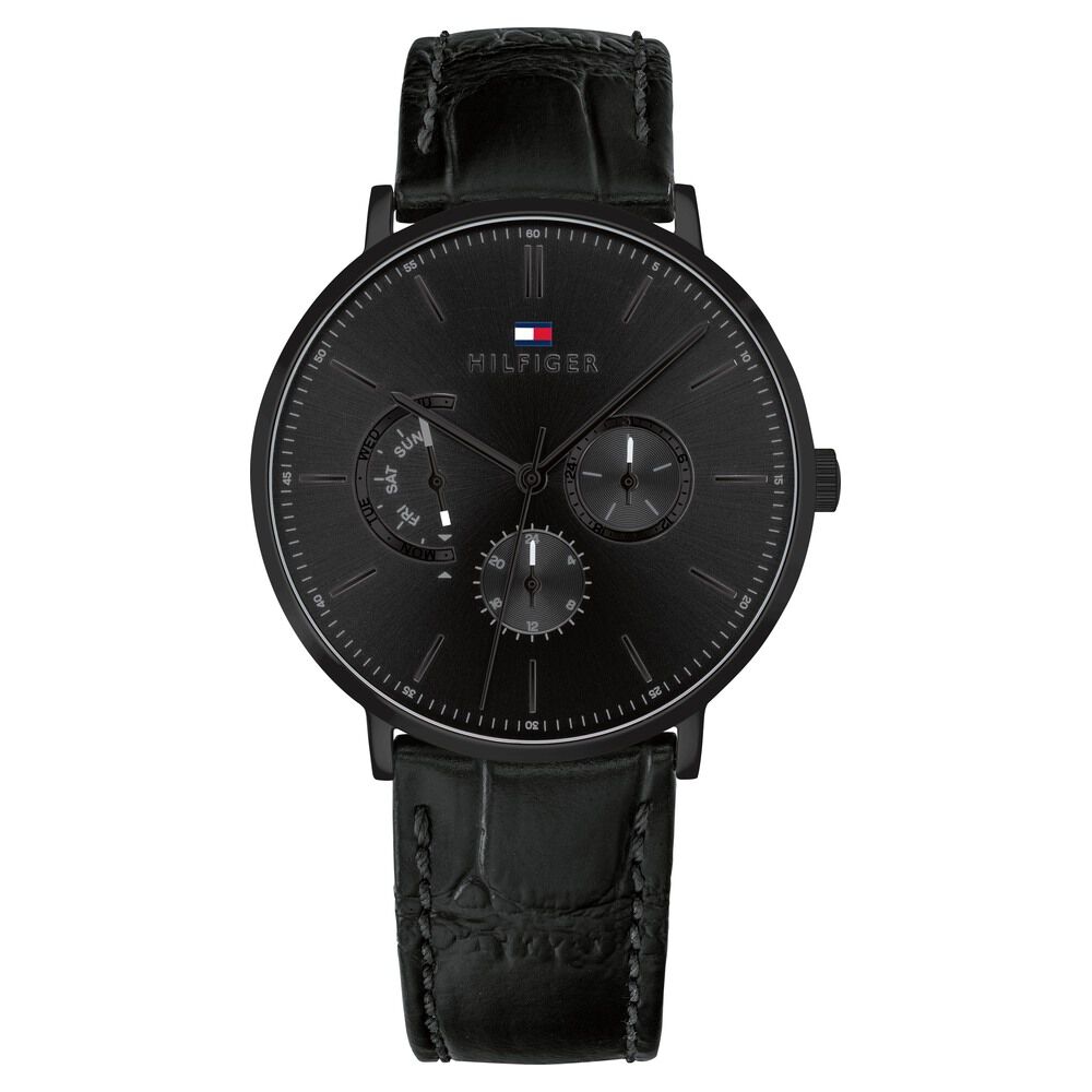 Tommy Hilfiger Quartz Analog Black Dial Leather Strap Watch for Men-NC ...