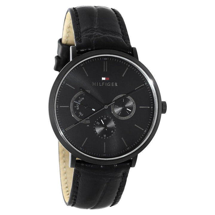 Tommy Hilfiger Quartz Analog Black Dial Leather Strap Watch for Men-NCTH1710378W
