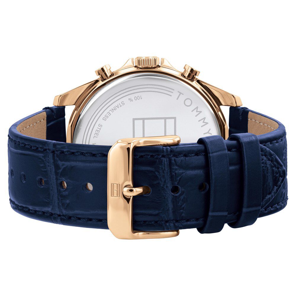Tommy Hilfiger Quartz Multifunction Blue Dial Leather Strap Watch For Men