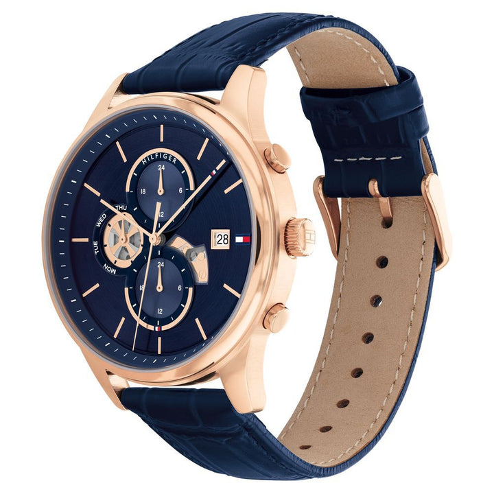 Tommy Hilfiger Quartz Analog Blue Dial Blue Leather Strap Watch For Men-NTTH1710503
