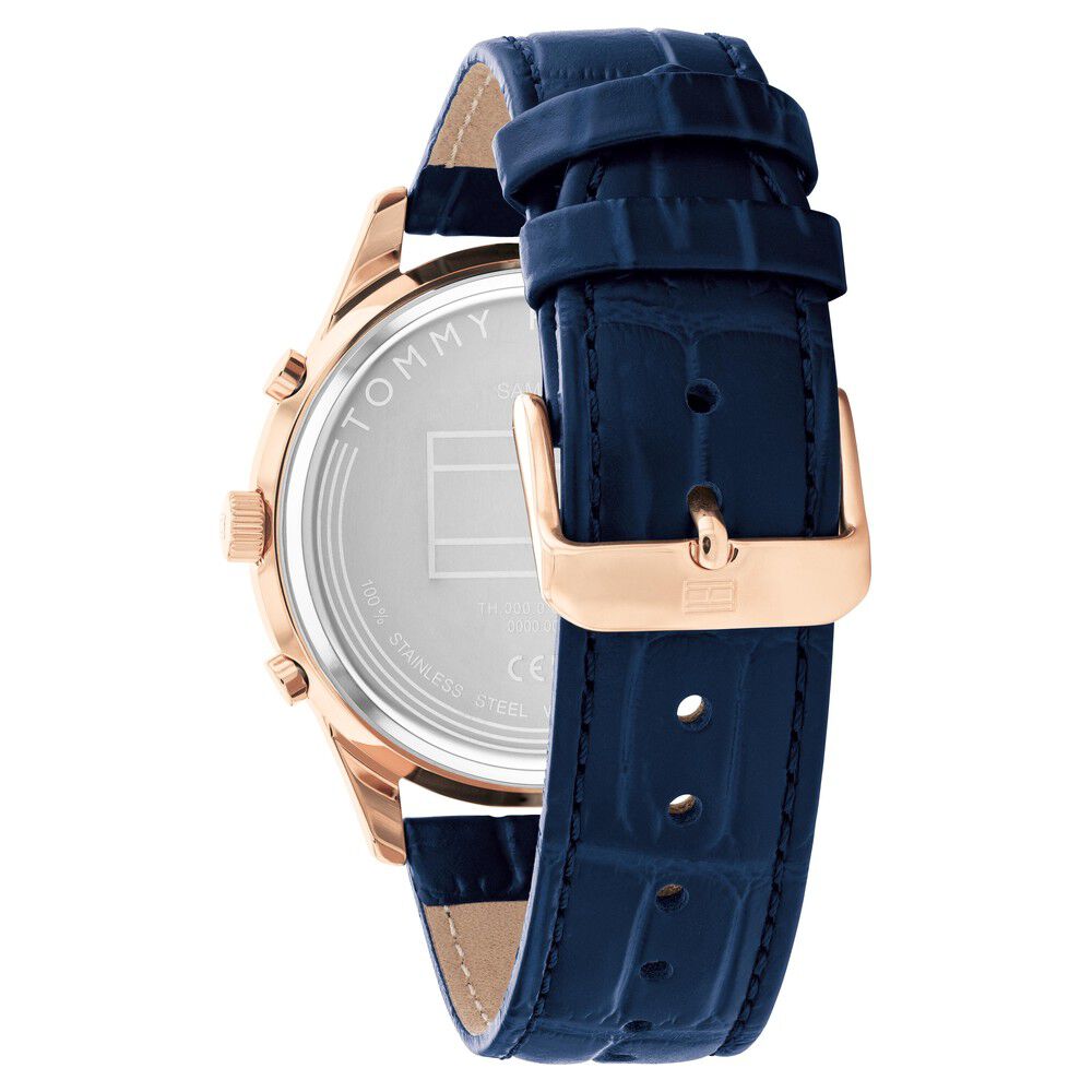 Tommy Hilfiger Quartz Analog Blue Dial Blue Leather Strap Watch For Men-NTTH1710503