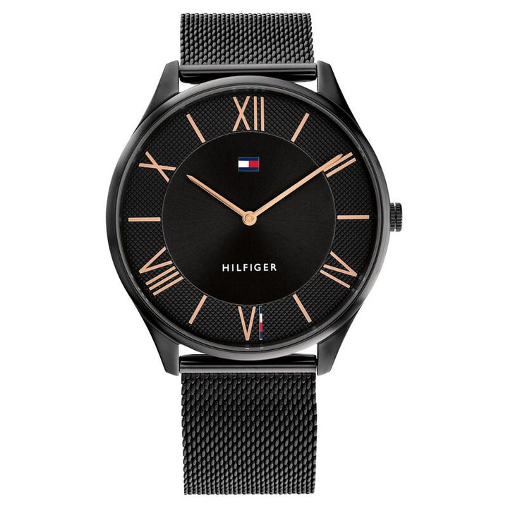 Tommy Hilfiger Black Dial Black Stainless Steel Strap Watch For Men