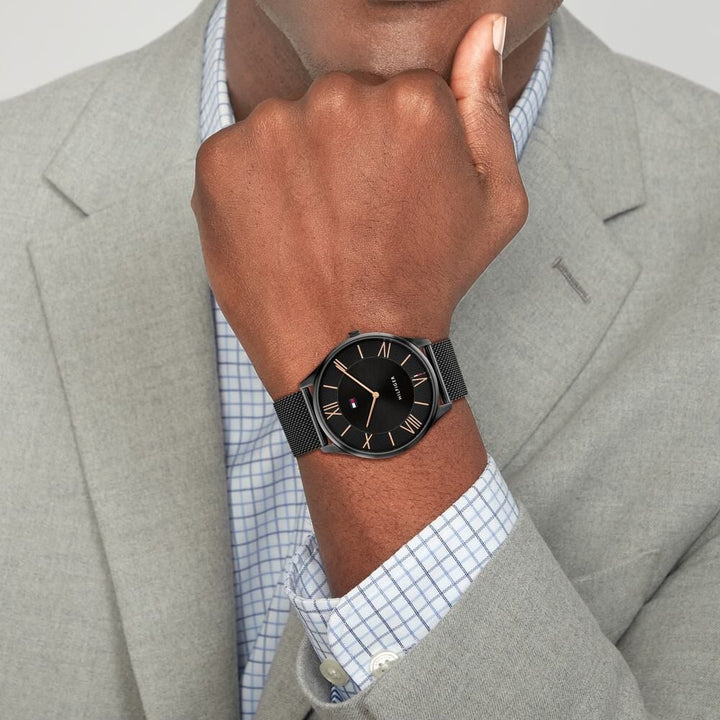 Tommy Hilfiger Black Dial Black Stainless Steel Strap Watch for Men-NTTH1710513