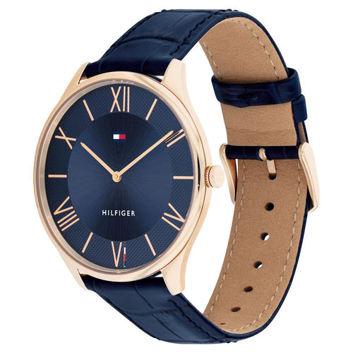 Tommy Hilfiger Blue Dial Blue Leather Strap Watch for Men