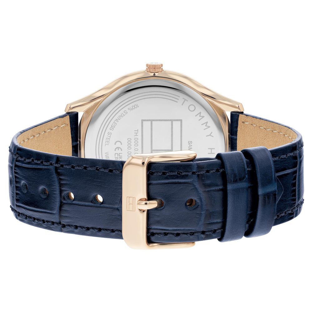 Tommy Hilfiger Blue Dial Blue Leather Strap Watch For Men