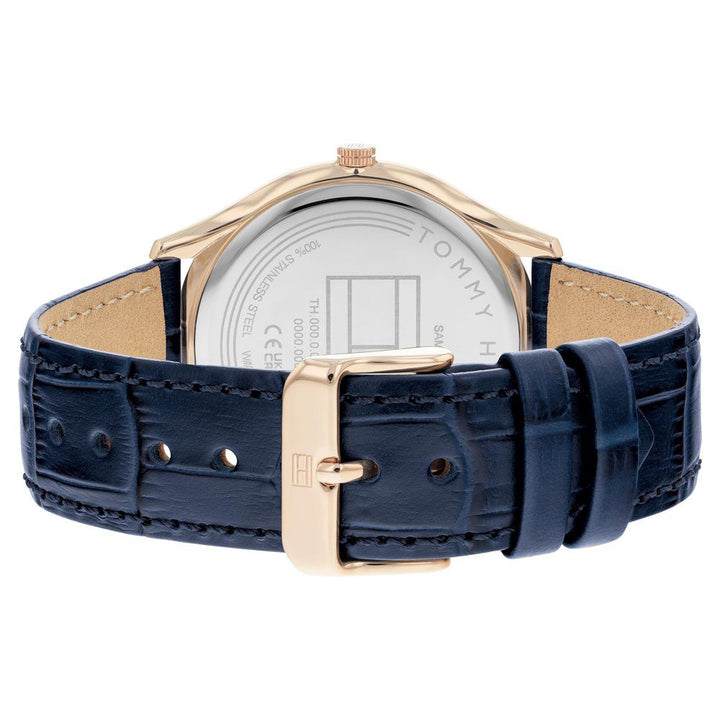 Tommy Hilfiger Blue Dial Blue Leather Strap Watch For Men