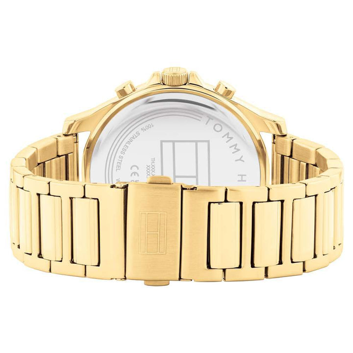 Tommy Hilfiger Black Dial Golden Colour Stainless Steel Strap Watch for Men-NTTH1710520