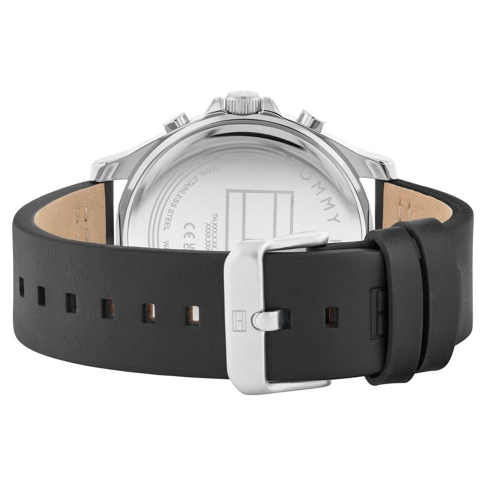 Tommy Hilfiger Blue Dial Black Colour Leather Strap Watch For Men