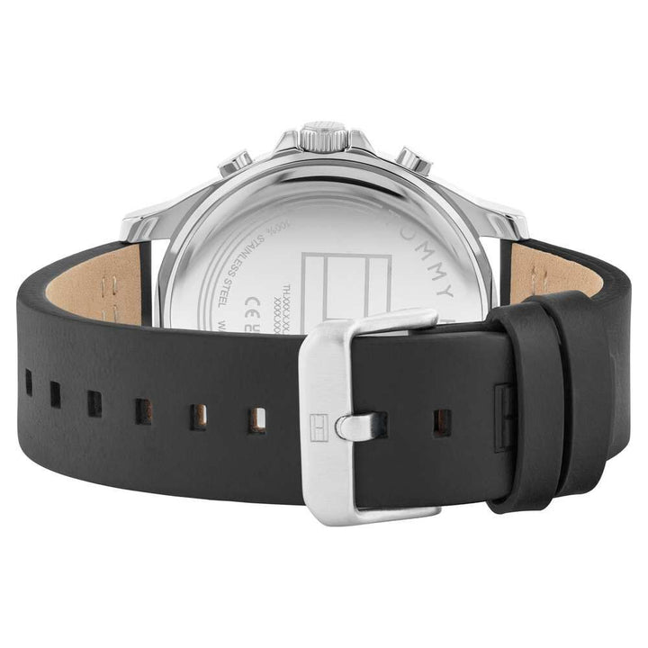 Tommy Hilfiger Blue Dial Black Colour Leather Strap Watch For Men