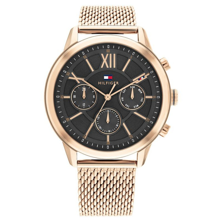 Tommy Hilfiger Grey Dial Golden Colour Stainless Steel Strap Watch For Men