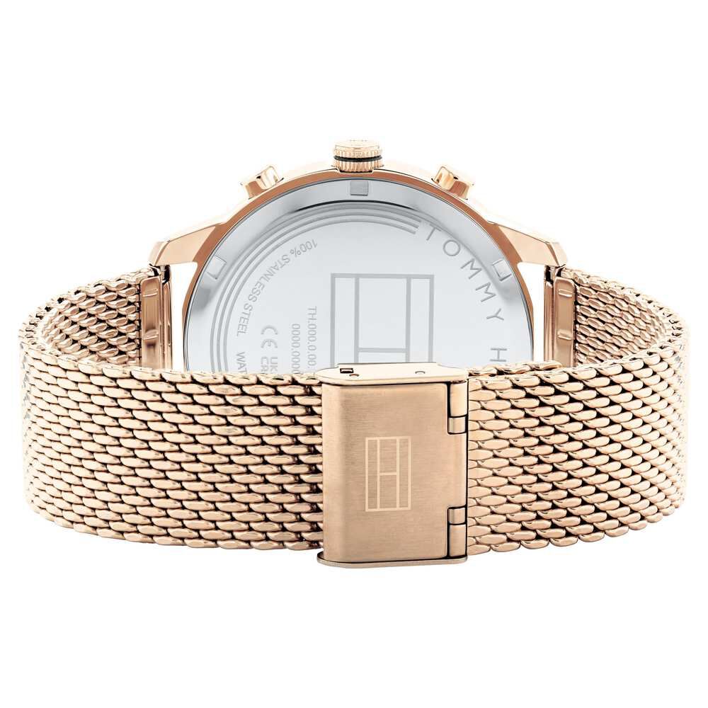 Tommy Hilfiger Grey Dial Golden Colour Stainless Steel Strap Watch For Men