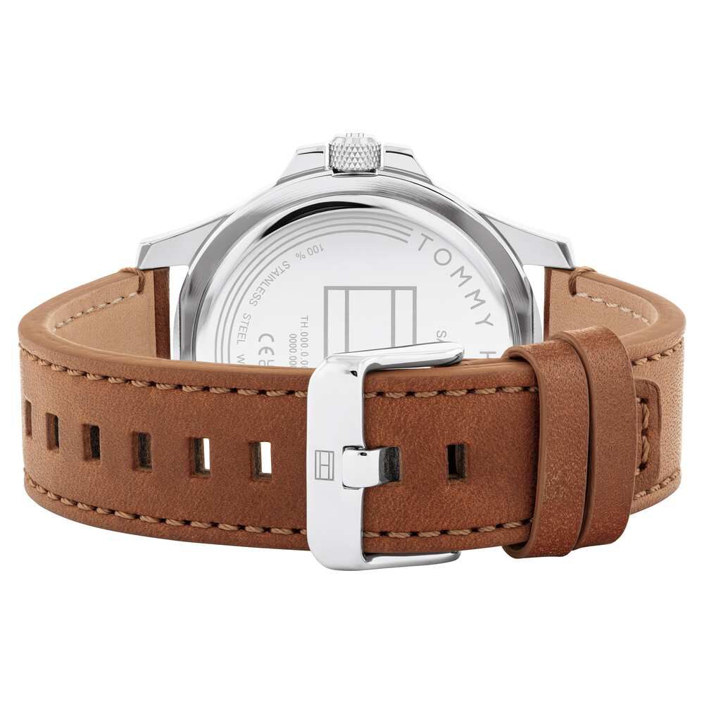 Tommy Hilfiger Blue Dial Brown Colour Leather Strap Watch For Men