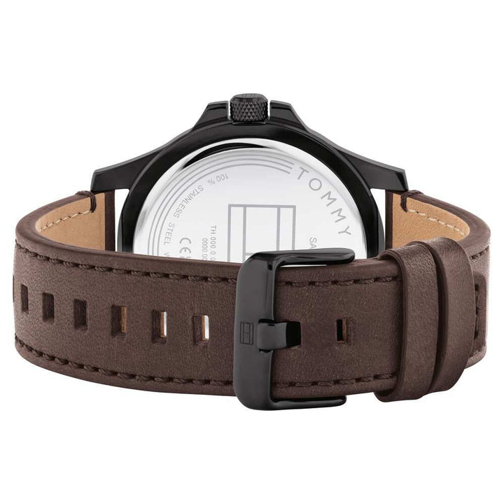 Tommy Hilfiger Black Dial Brown Colour Leather Strap Watch for Men-NTTH1710530