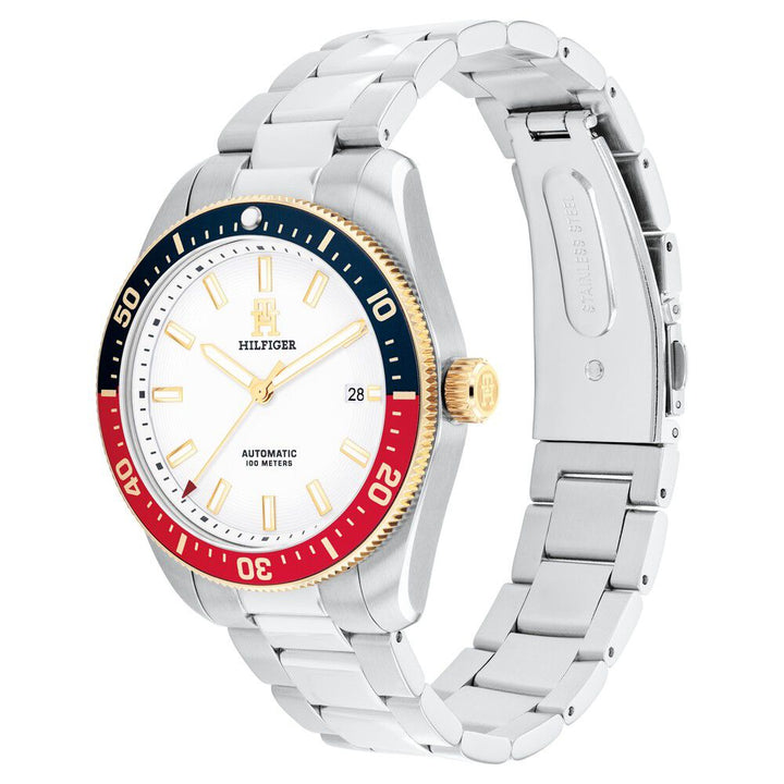 Tommy Hilfiger Automatic White Dial Silver Color Stainless Steel Strap Watch For Men TH1710551