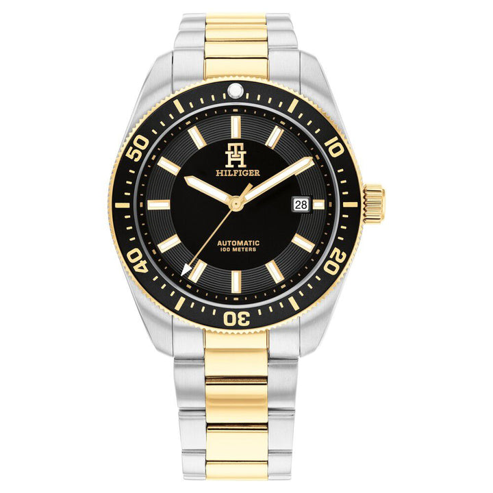 Tommy Hilfiger Automatic Black Dial Two Toned Color Stainless Steel Strap Watch For Men-TH1710552