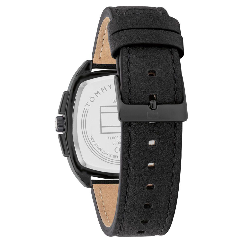 Tommy Hilfiger Multifunction Black Dial Black Leather Strap Watch for Men-NTTH1710556
