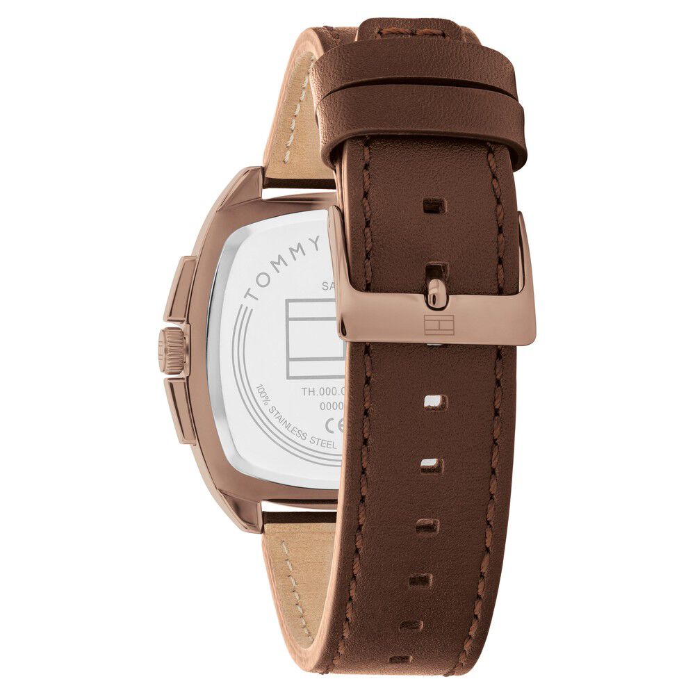 Tommy Hilfiger Quartz Multifunction Green Dial Brown Leather Strap Watch for Men-NTTH1710557