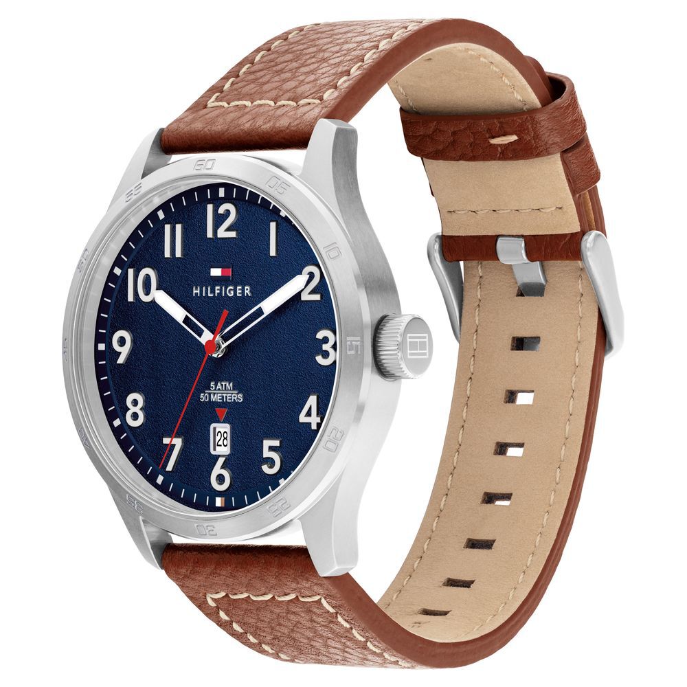 Tommy Hilfiger Quartz Analog with Date Blue dial Leather Strap Watch for Men-NTTH1710559