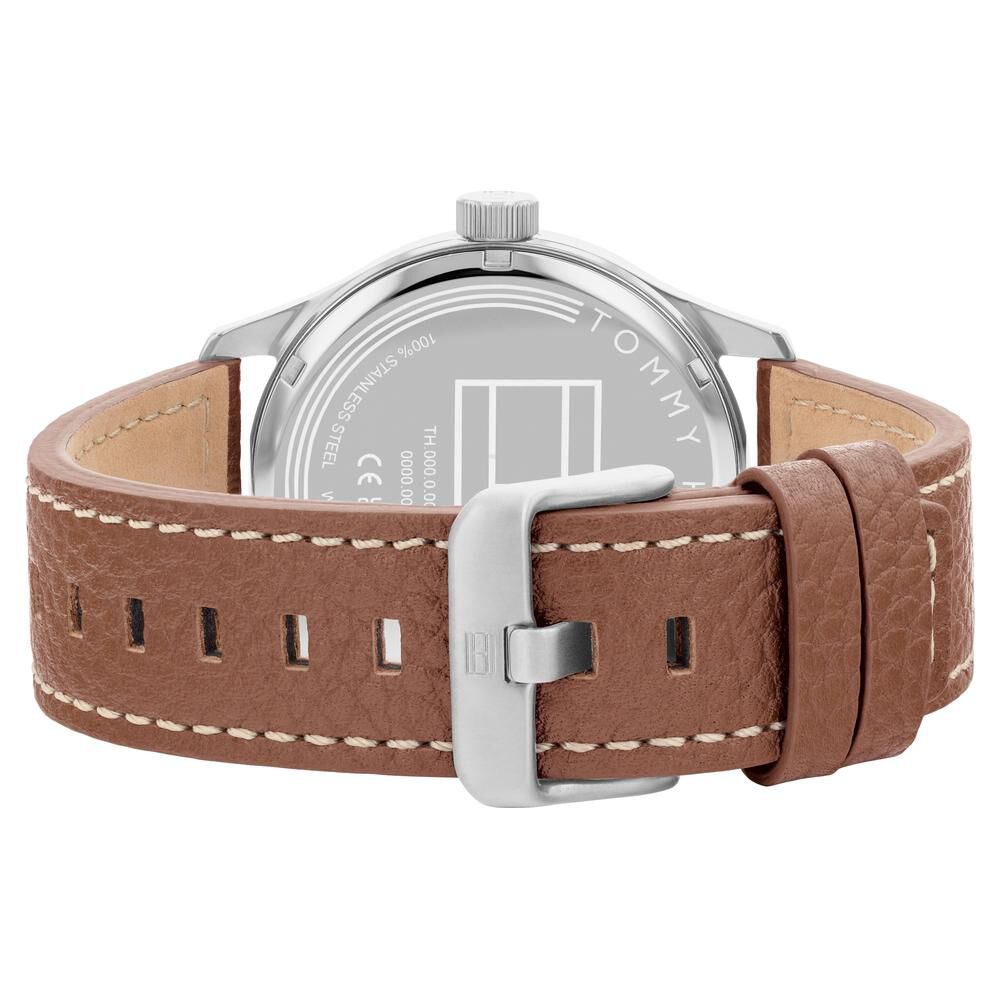 Tommy Hilfiger Quartz Analog With Date Blue Dial Leather Strap Watch For Men