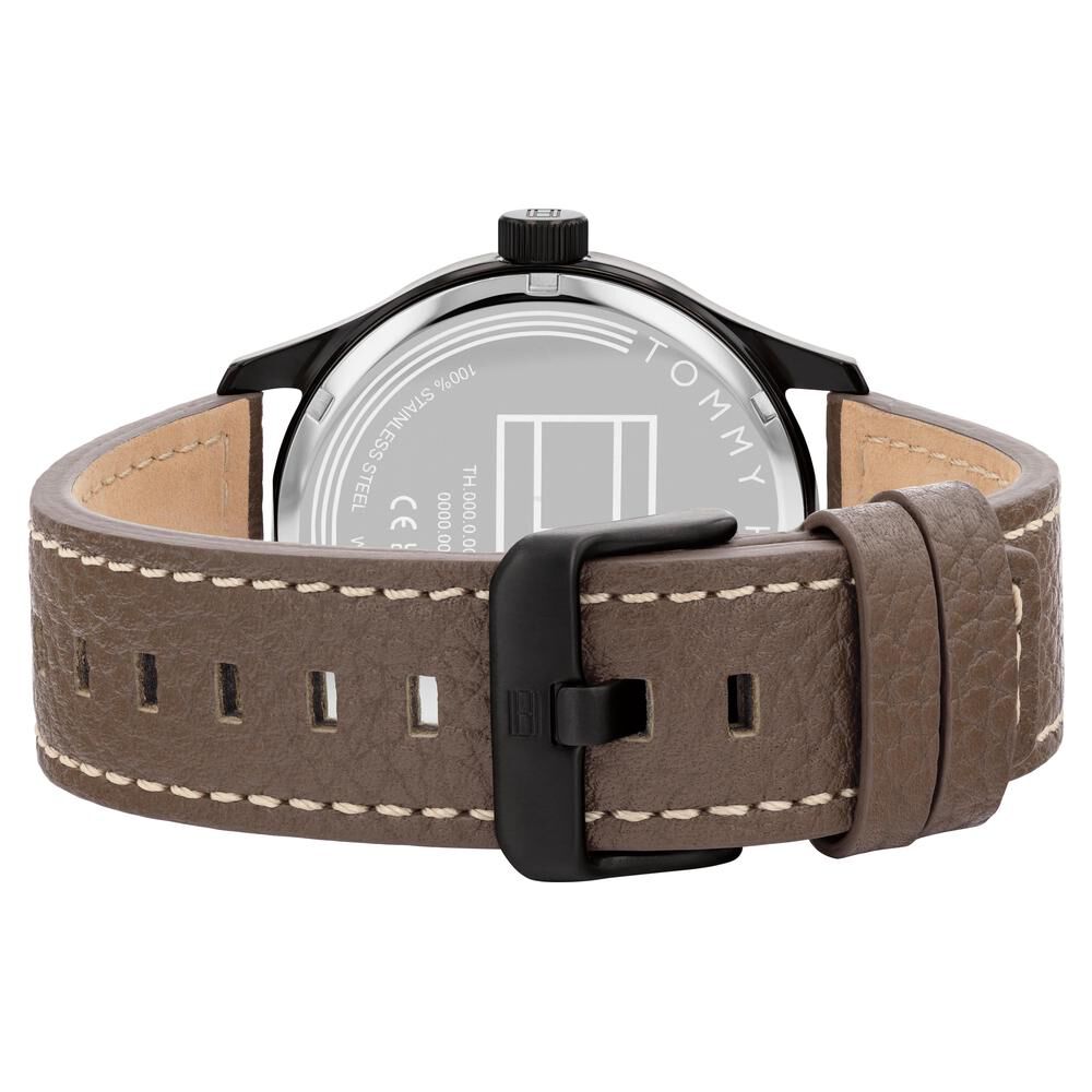 Tommy Hilfiger Quartz Analog with Date Black dial Leather Strap Watch for Men-NTTH1710560