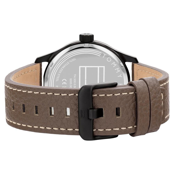 Tommy Hilfiger Quartz Analog with Date Black dial Leather Strap Watch for Men-NTTH1710560