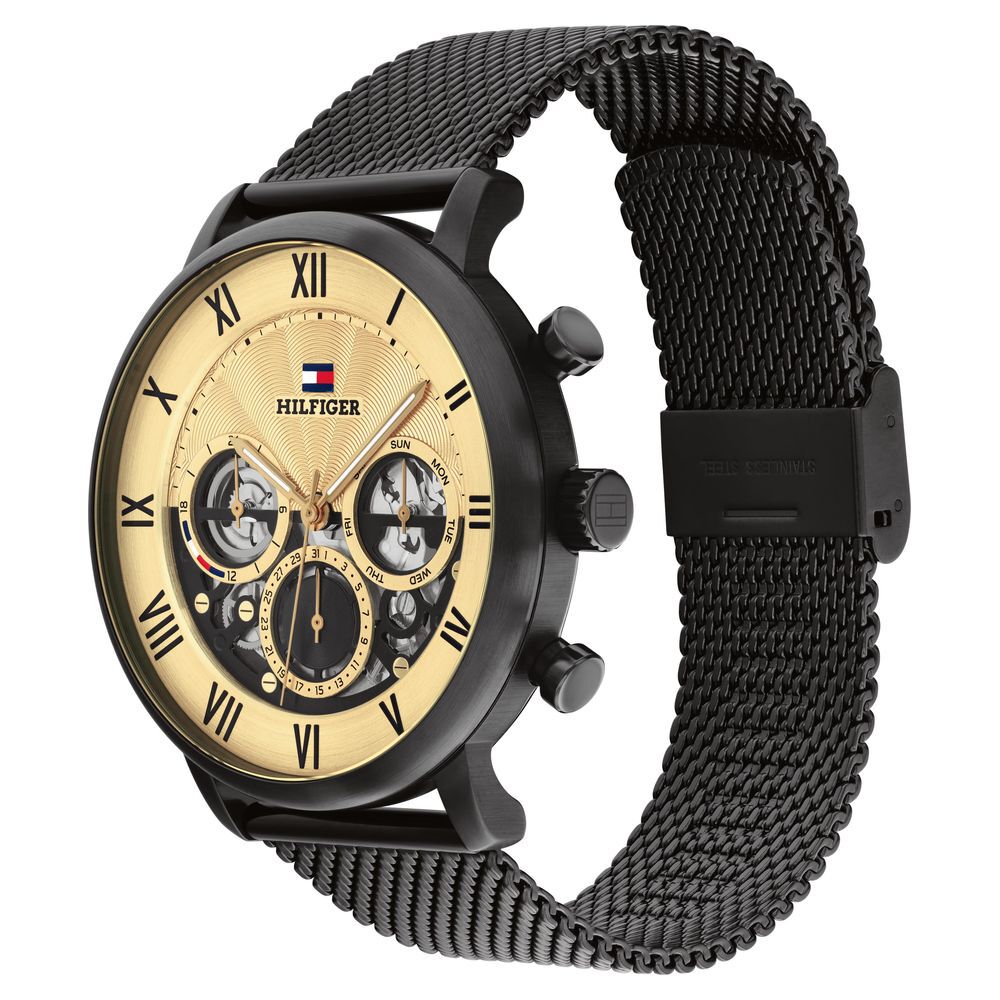 Tommy Hilfiger Quartz Multifunction Golden dial Stainless Steel Strap Watch for Men TH1710568