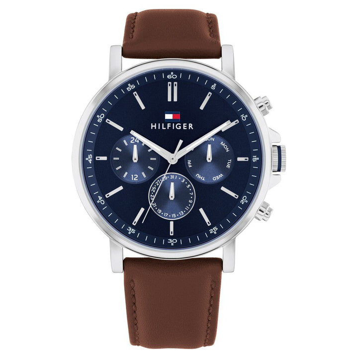 Tommy Hilfiger Quartz Multifunction Blue Leather Strap for Men-NTTH1710585