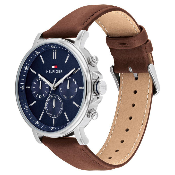Tommy Hilfiger Quartz Multifunction Blue Leather Strap for Men TH1710585