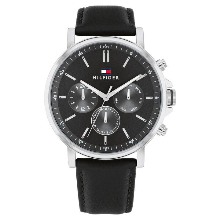 Tommy Hilfiger Quartz Multifunction Grey Leather Strap For Men