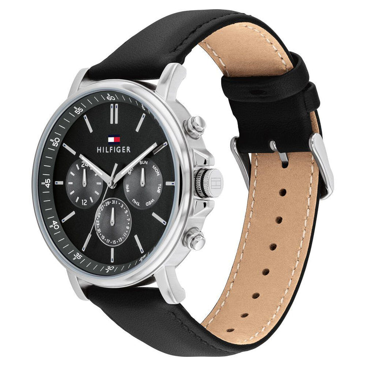 Tommy Hilfiger Quartz Multifunction Grey Leather Strap for Men-NTTH1710586