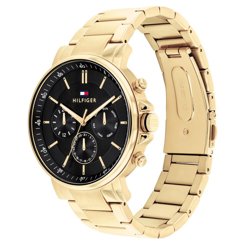 Tommy Hilfiger Quartz Multifunction Black Stainless Steel Strap For Men