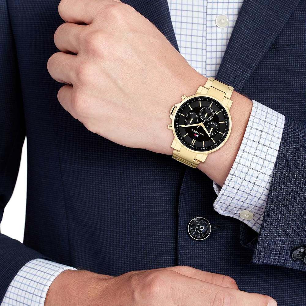 Tommy Hilfiger Quartz Multifunction Black Stainless Steel Strap For Men