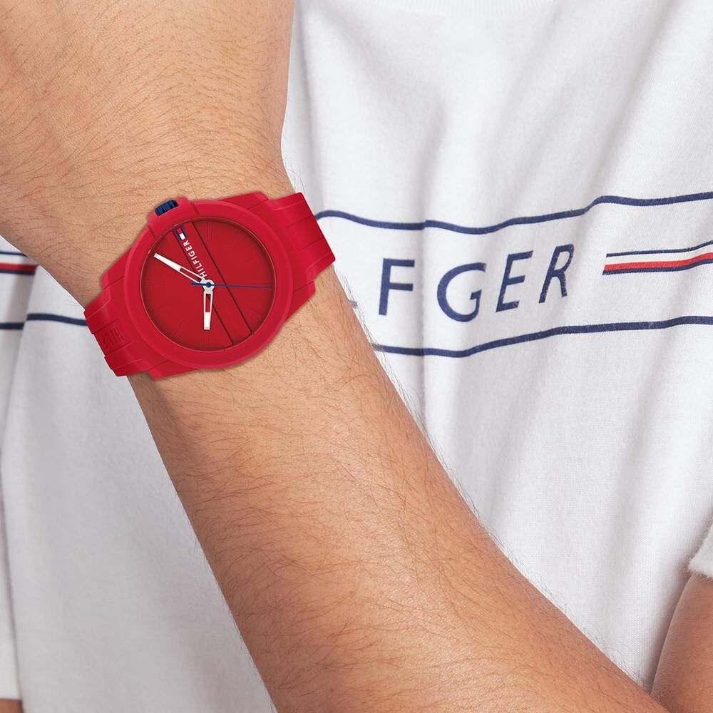 Tommy Hilfiger Quartz Analog Red Silicone Strap for Men TH1710598W
