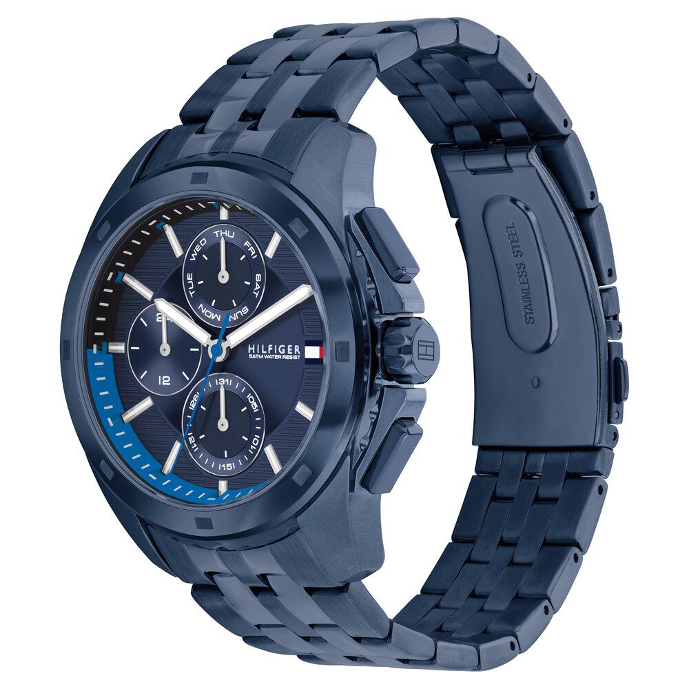 Tommy Hilfiger Quartz Multifunction Blue Dial Blue Stainless Steel Strap Watch for Men-TH1710622W