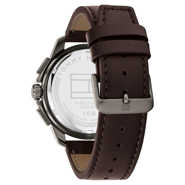 Tommy Hilfiger Quartz Multifunction Grey Dial Brown Leather Strap Watch for Men - The Watch Factory ®