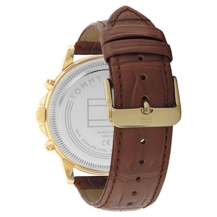 Tommy Hilfiger Quartz Multifunction Silver Dial Brown Leather Strap Watch for Men - The Watch Factory ®