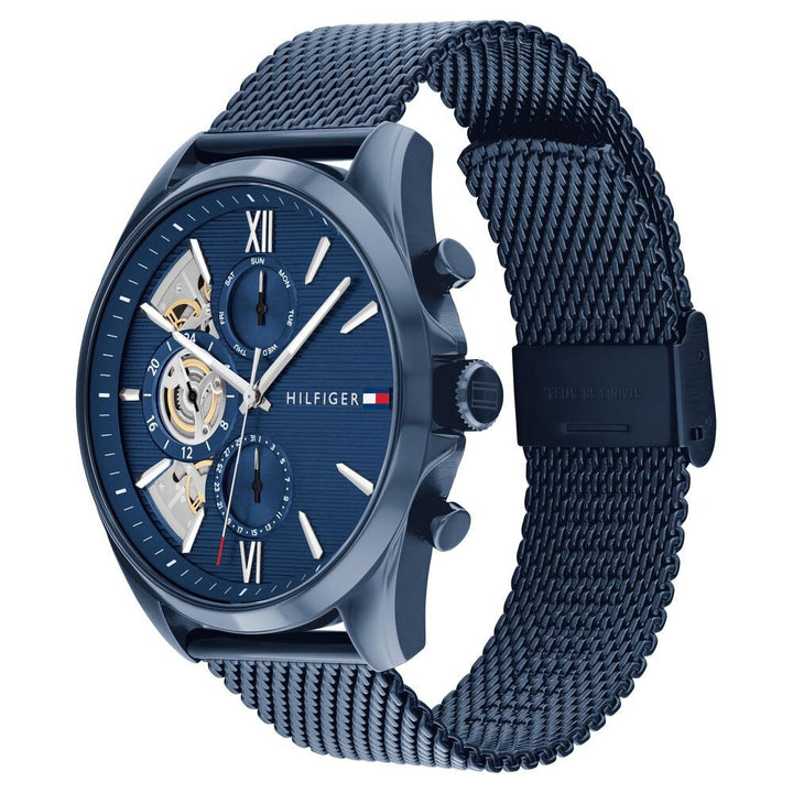 Tommy Hilfiger Multifunction Blue Dial Blue Color Stainless Steel Strap Watch For Men-TH1710648W