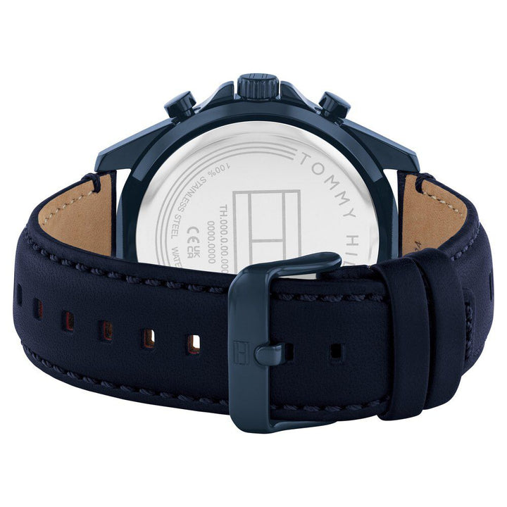 Tommy Hilfiger Multifunction Blue Dial Blue Color Leather Strap Watch For Men-TH1710655W