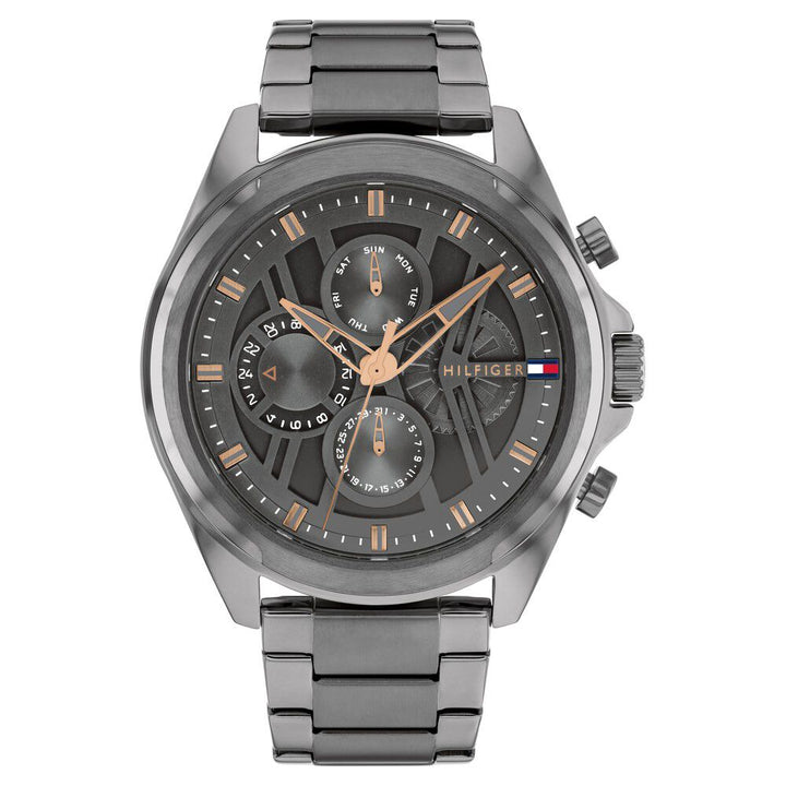 Tommy Hilfiger Multifunction Grey Dial Grey Color Stainless Steel Strap Watch For Men-TH1710657W