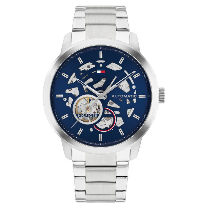 Tommy Hilfiger Automatic Blue Dial Silver Color Stainless Steel Strap Watch For Men - The Watch Factory ®