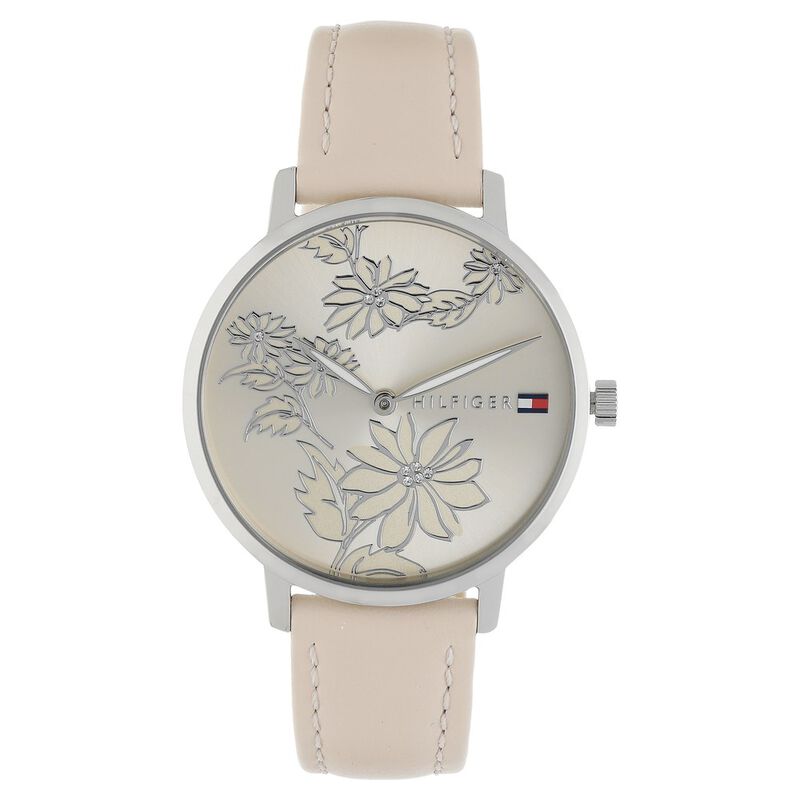 Tommy Hilfiger Quartz Analog Rose Gold Dial Leather Strap Watch For Women
