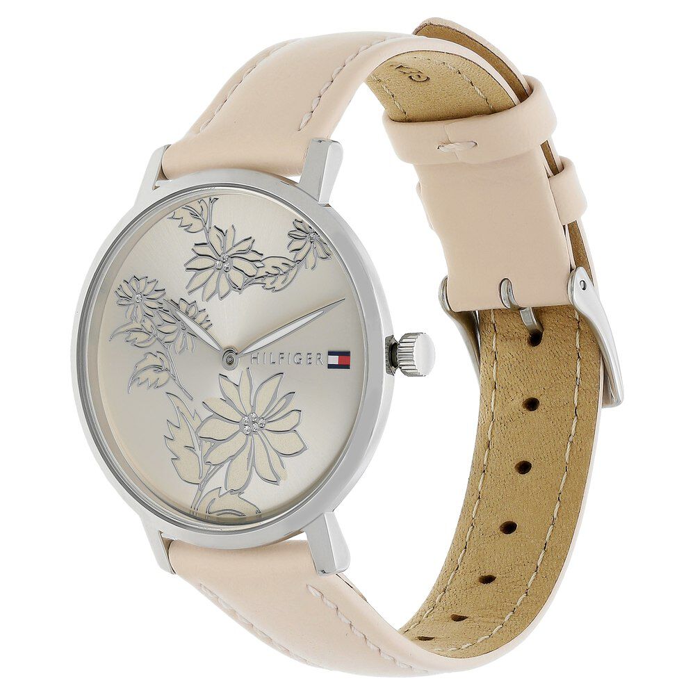 Tommy Hilfiger Quartz Analog Rose Gold Dial Leather Strap Watch For Women