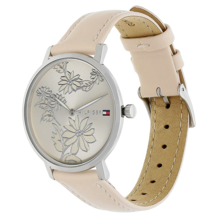 Tommy Hilfiger Quartz Analog Rose Gold Dial Leather Strap Watch For Women
