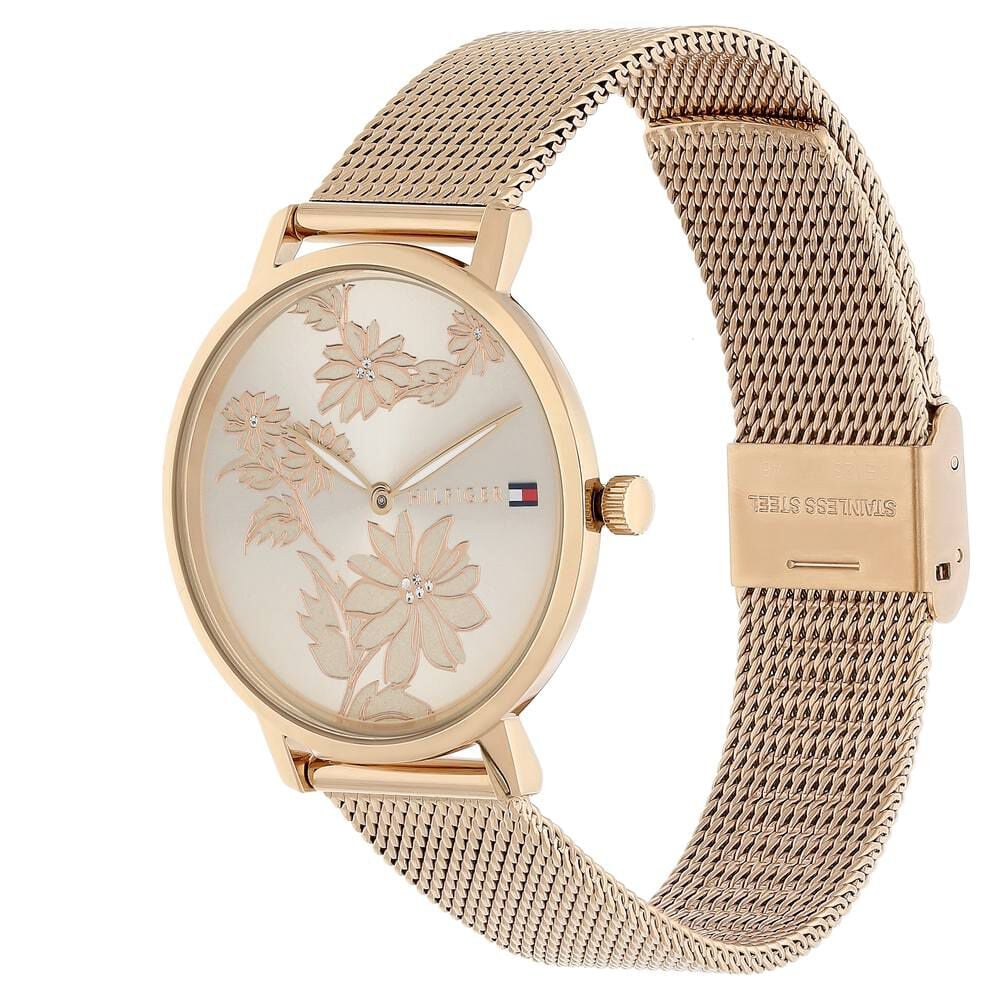 Tommy Hilfiger Quartz Analog Rose Gold Dial Stainless Steel Strap Watch for Women