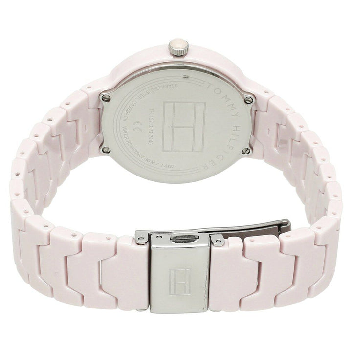 Tommy Hilfiger Quartz Analog Pink Dial Ceramic Strap Watch For Women