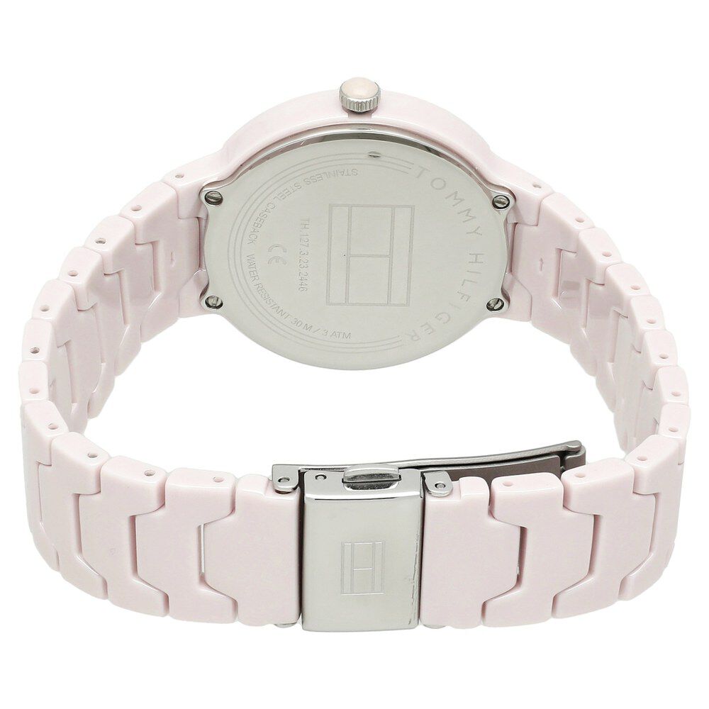 Tommy Hilfiger Quartz Analog Pink Dial Ceramic Strap Watch For Women