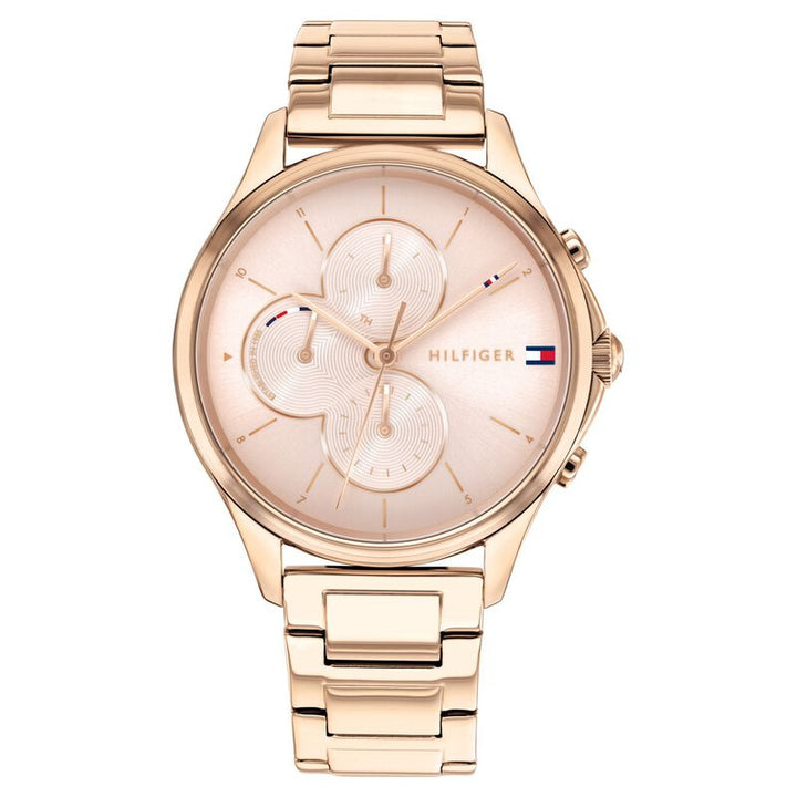 Tommy Hilfiger Quartz Multifunction Pink Dial Stainless Steel Strap Watch For Women