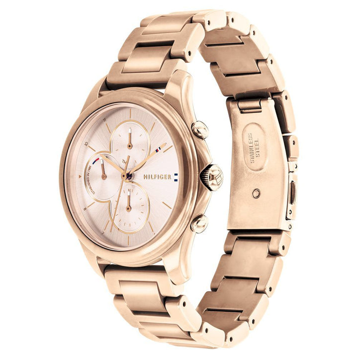 Tommy Hilfiger Quartz Multifunction Pink Dial Stainless Steel Strap Watch For Women