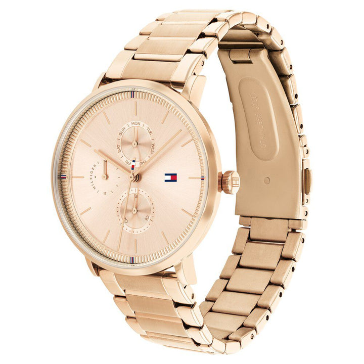 Tommy Hilfiger Quartz Multifunction Rose Gold Dial Stainless Steel Strap Watch For Women