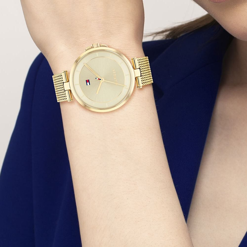 Tommy Hilfiger Quartz Analog Beige Dial Stainless Steel Strap Watch for Women NETH1782362